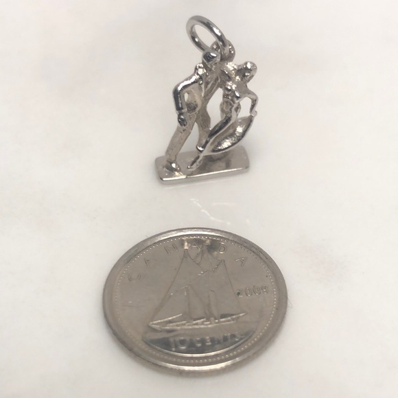 Dancing couple sterling silver vintage pendant bracelet charm - Picture 4 of 6